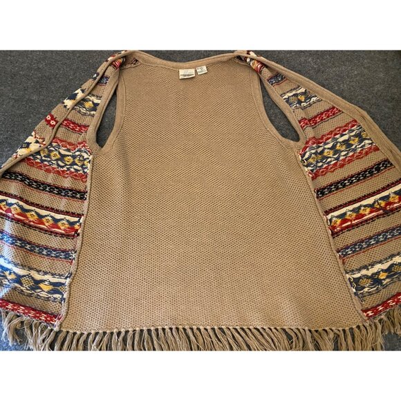 VTG Southwestern Knit Sweater Vest Womens Med Fringe Festival Indie Rock Western - Picture 8 of 13